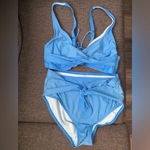 Gently used two piece tie blue swimwear from Target